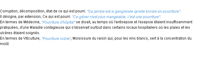 Définition pourriture ACAD 1932