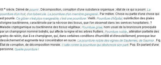 Définition pourriture ACAD 1986