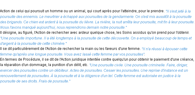 Définition poursuite ACAD 1932