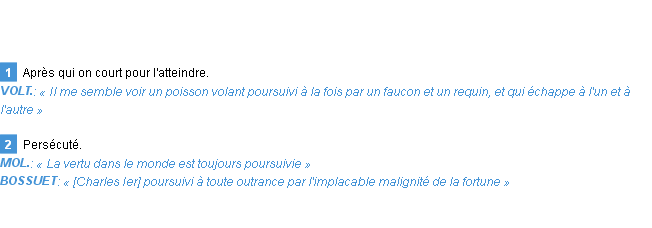 Définition poursuivi Emile Littré