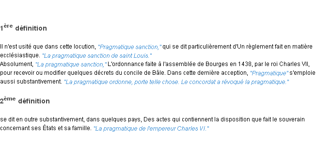 Définition pragmatique ACAD 1835