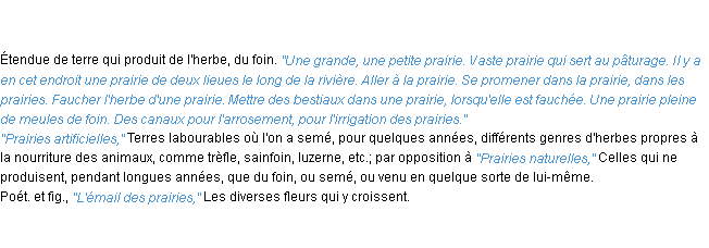 Définition prairie ACAD 1835