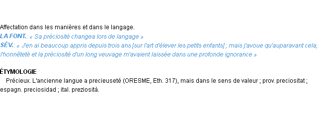 Définition préciosité Emile Littré