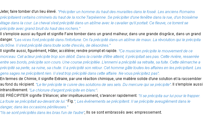 Définition précipiter ACAD 1932