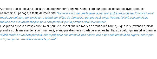 Définition preciput ACAD 1694