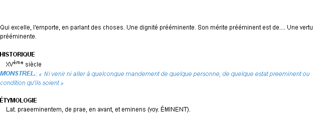 Définition prééminent Emile Littré