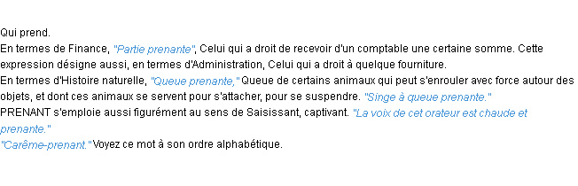 Définition prenant ACAD 1932