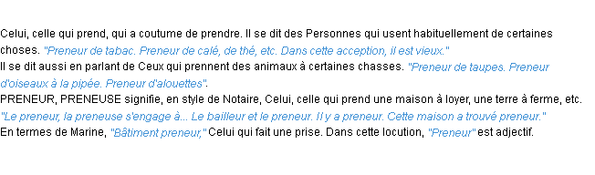 Définition preneur ACAD 1932