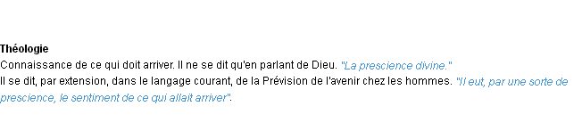 Définition prescience ACAD 1932