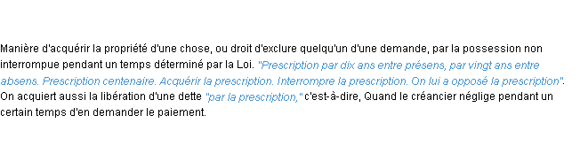 Définition prescription ACAD 1798