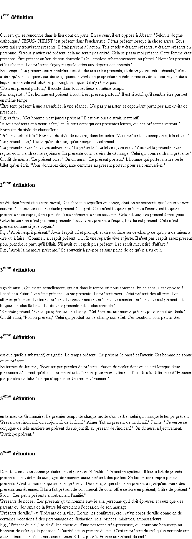 Définition présent ACAD 1835