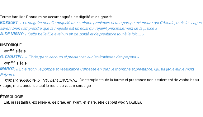 Définition prestance Emile Littré