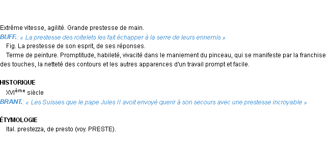 Définition prestesse Emile Littré