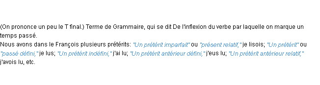 Définition prétérit ACAD 1798