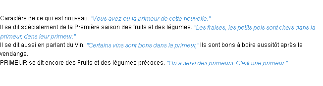 Définition primeur ACAD 1932