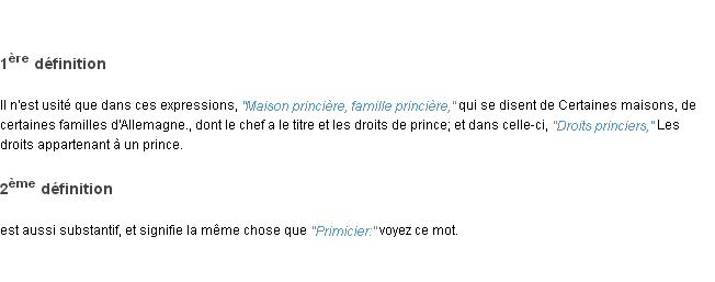 Définition princier ACAD 1835