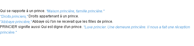 Définition princier ACAD 1932