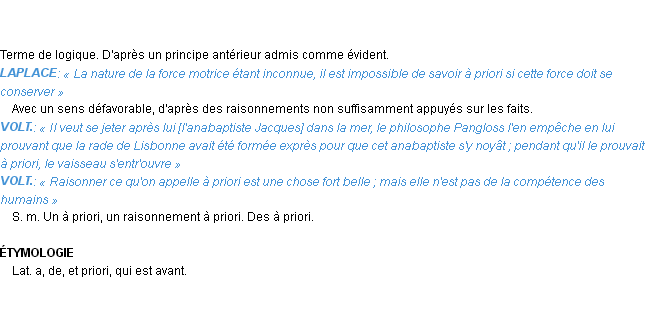 Définition priori Emile Littré