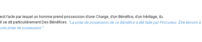 Définition prise de possession ACAD 1762