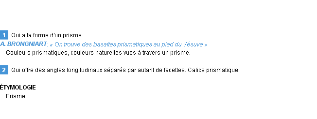 Définition prismatique Emile Littré