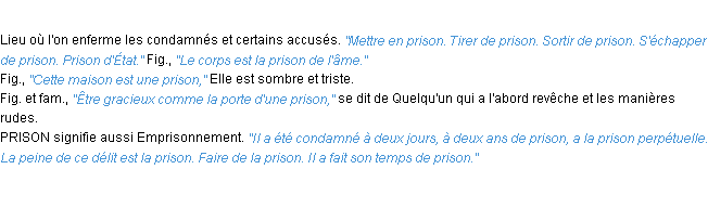 Définition prison ACAD 1932