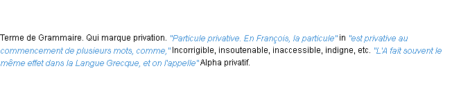 Définition privatif ACAD 1798