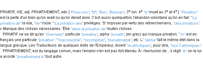 Définition privation JF.Feraud