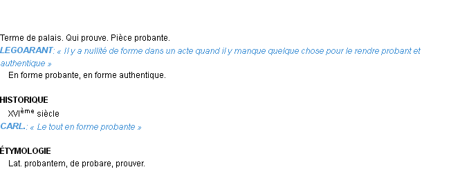 Définition probant Emile Littré