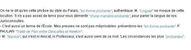 Définition probante JF.Feraud