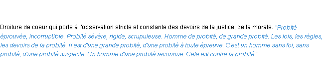 Définition probité ACAD 1835