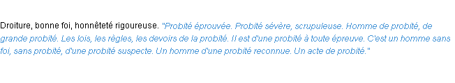 Définition probité ACAD 1932