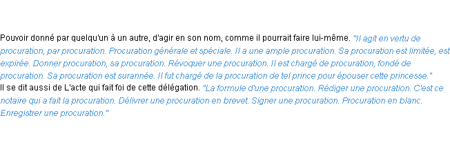 Définition procuration ACAD 1835