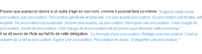 Définition procuration ACAD 1932