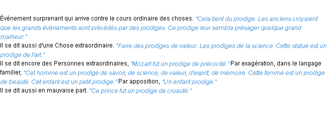 Définition prodige ACAD 1932