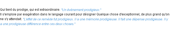 Définition prodigieux ACAD 1932