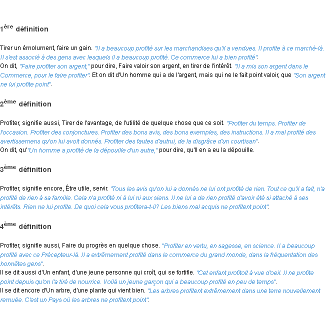 Définition profiter ACAD 1798