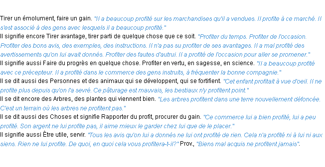 Définition profiter ACAD 1932