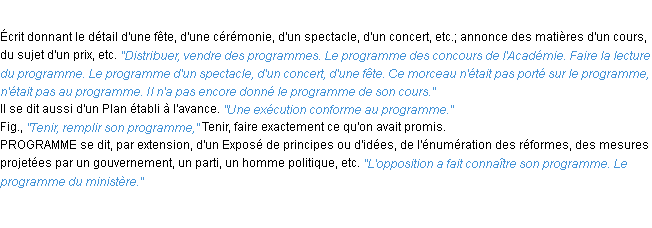 Définition programme ACAD 1932