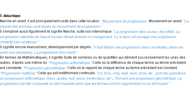 Définition progression ACAD 1932