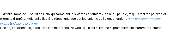 Définition prolétaire ACAD 1835