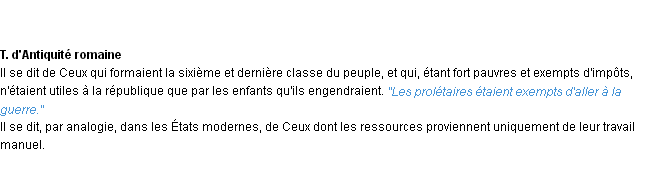 Définition prolétaire ACAD 1932
