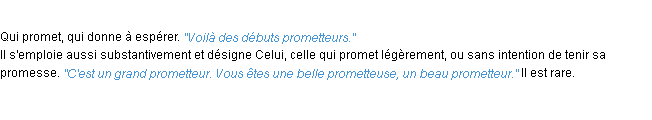 Définition prometteur ACAD 1932