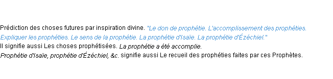 Définition prophétie ACAD 1762