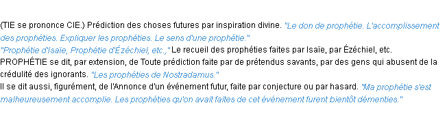 Définition prophétie ACAD 1932