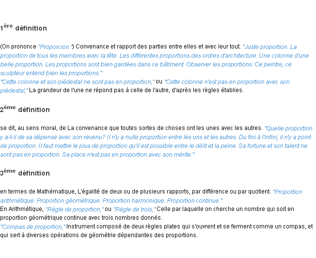 Définition proportion ACAD 1835