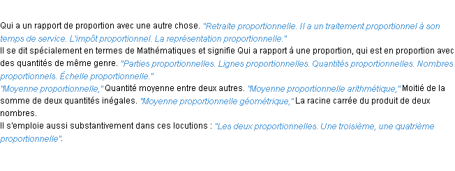 Définition proportionnel ACAD 1932