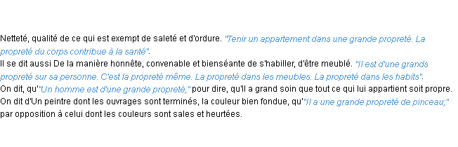 Définition propreté ACAD 1798