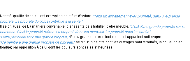 Définition propreté ACAD 1835