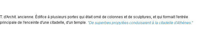 Définition propylées ACAD 1835
