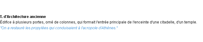 Définition propylées ACAD 1932